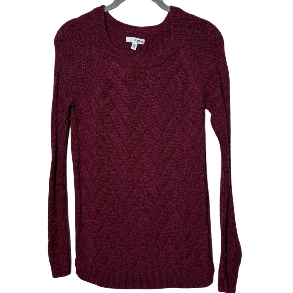 Sonoma Women's Maroon Crew Neck Sweater Sz XSmall